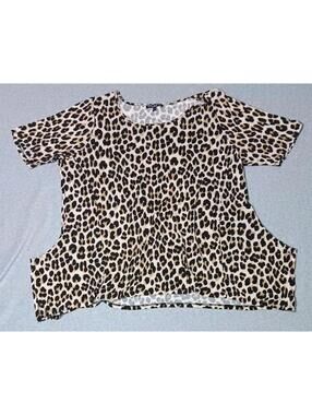 Cable And Gauge Tunic Style Top Womens Size 2XL Leopard Animal Print Tier...